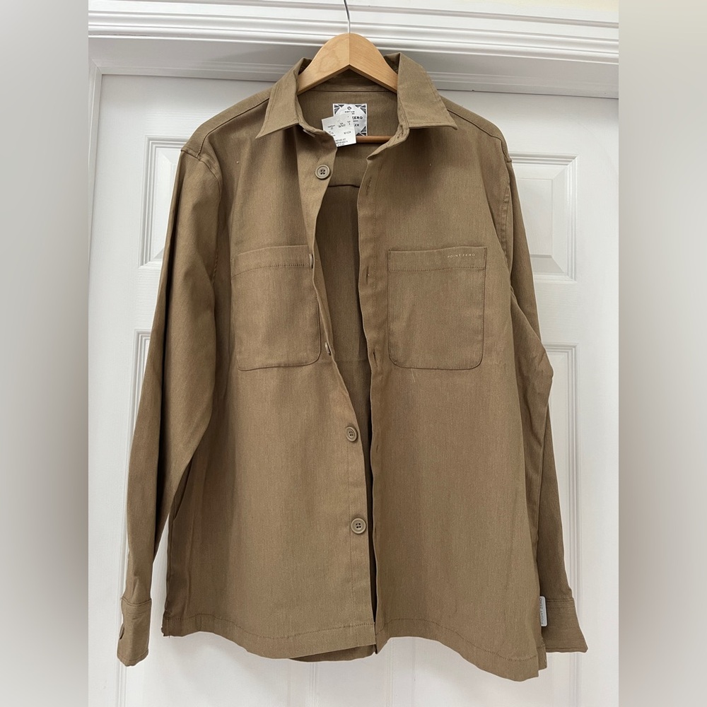 NWT Point Zero heavy Tan Button-Up Shirt men’s XL